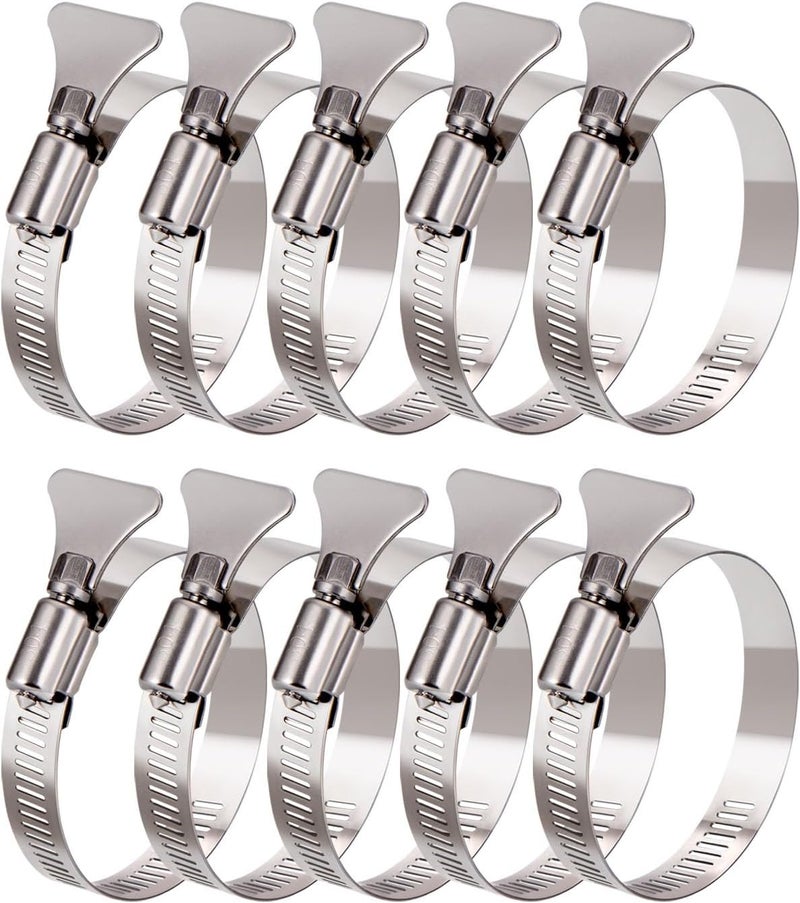 Suprom 2 inch Hose Clamp, 10 Pack Adjustable 1 1/2"-2 1/2" Diameter Hose Clamps With Easy Turn Thumb Screw, 304 Stainless Steel Hose Clamps For Securing Hose, Automotive and Mechanical Applications - Image 1